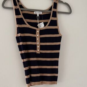 Heartloom Navy and Tan Striped Tank Top
